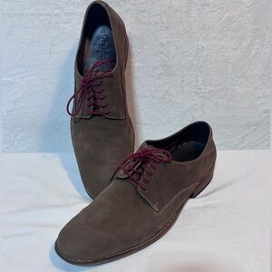 COLE HAAN AIR COLTON CASUAL OXFORD BROWN NUBUCK RED LACE UP SHOES 12